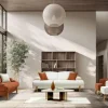 Modern hatlara sahip Pars koltuk takımı; kiremit ve ekru renk seçenekleri, ahşap detaylar ve minimalist salon dekorasyonu.